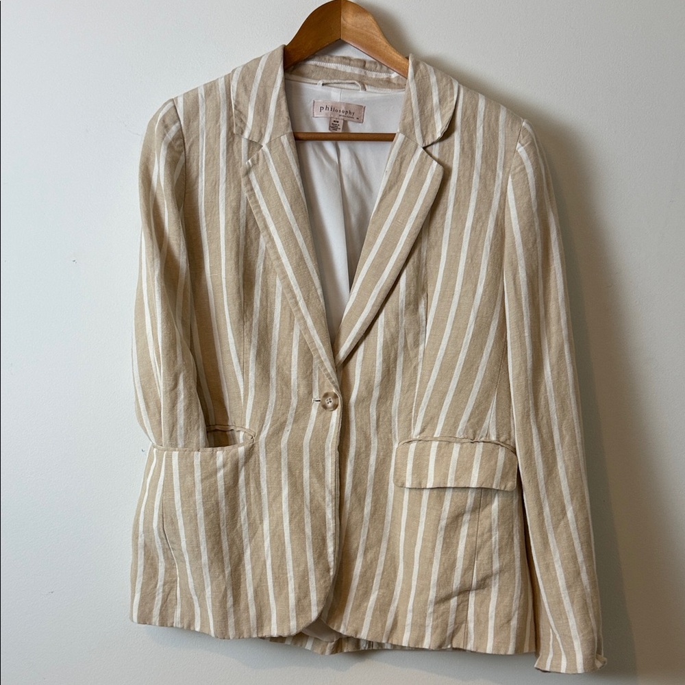 Philosophy Republic Clothing Linen-Blend Striped Blazer – Size M